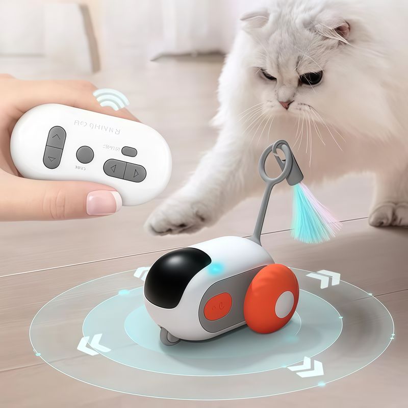 Smart Car Cat Toy Interactive Cat Toy Ball Automatic Rolling Remote Control Toy Car Indoor Cat Accessories Pet Kitten Supplies_voghion.com