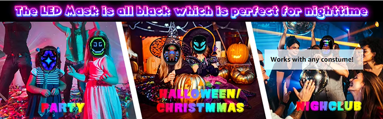 LED Mask With Gesture Sensing Children Electronic Light Up Mask For Halloween Party Festival Performance Kids Luminous Mask_voghion.com