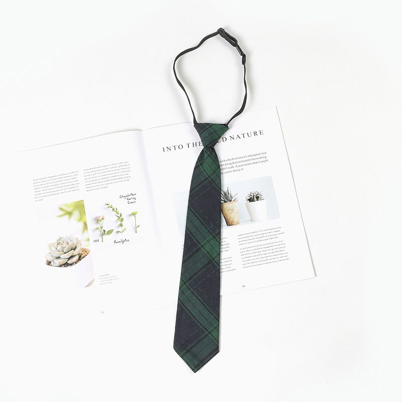 Camicia stile college giapponese senza cravatta a righe, accessorio verde scuro con fiocco e fiore per donna_voghion.com