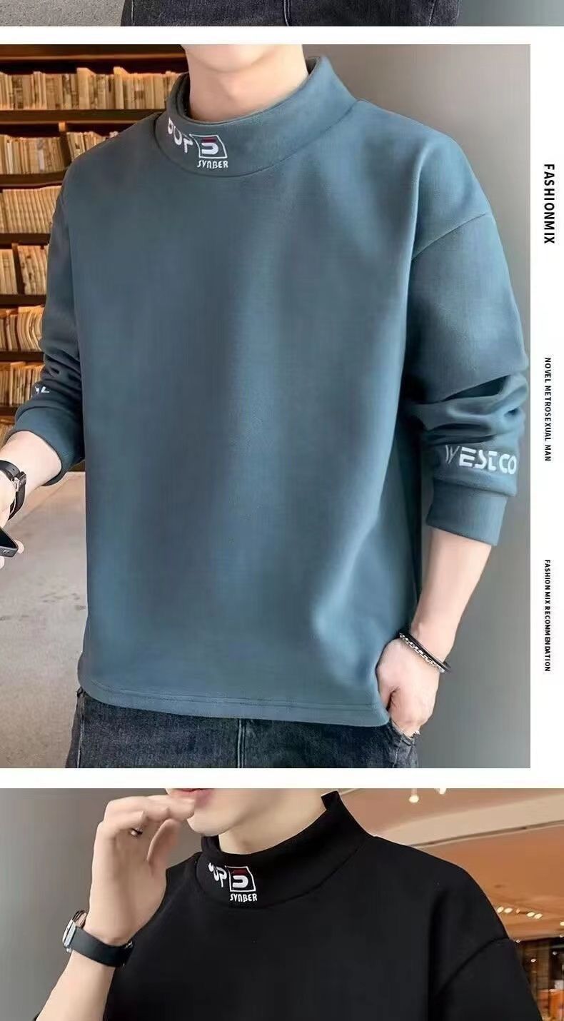 Men's Thermal Long Sleeve Turtleneck Base Layer Shirt - Soft Fleece-Lined Slim Fit Top For Winter, Stylish & Warm Layering Essential_voghion.com