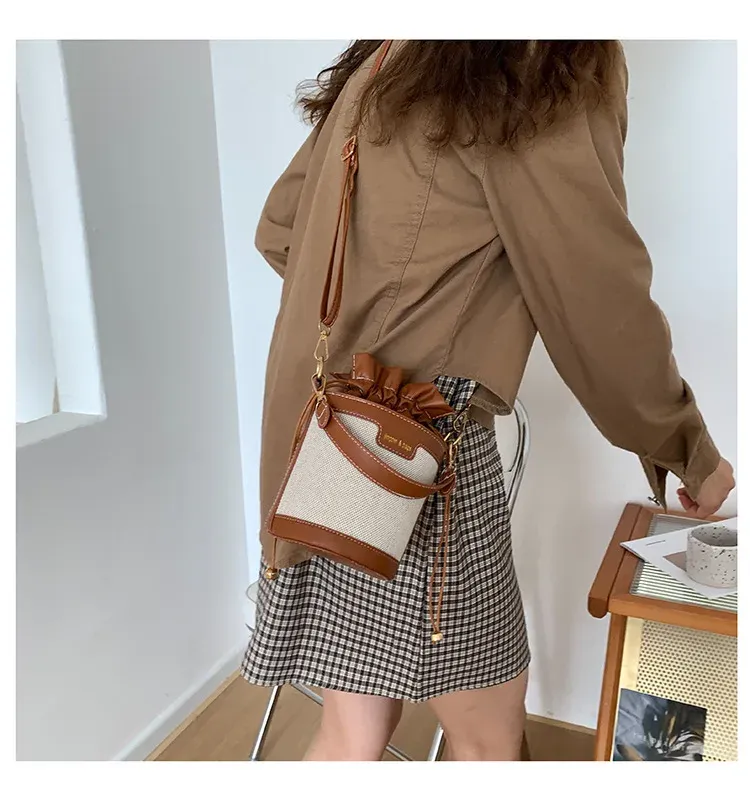 Borse a tracolla da donna, in pelle PU, a cilindro, con secchiello, da donna, con tracolla, casual, con coulisse, per viaggi estivi_voghion.com