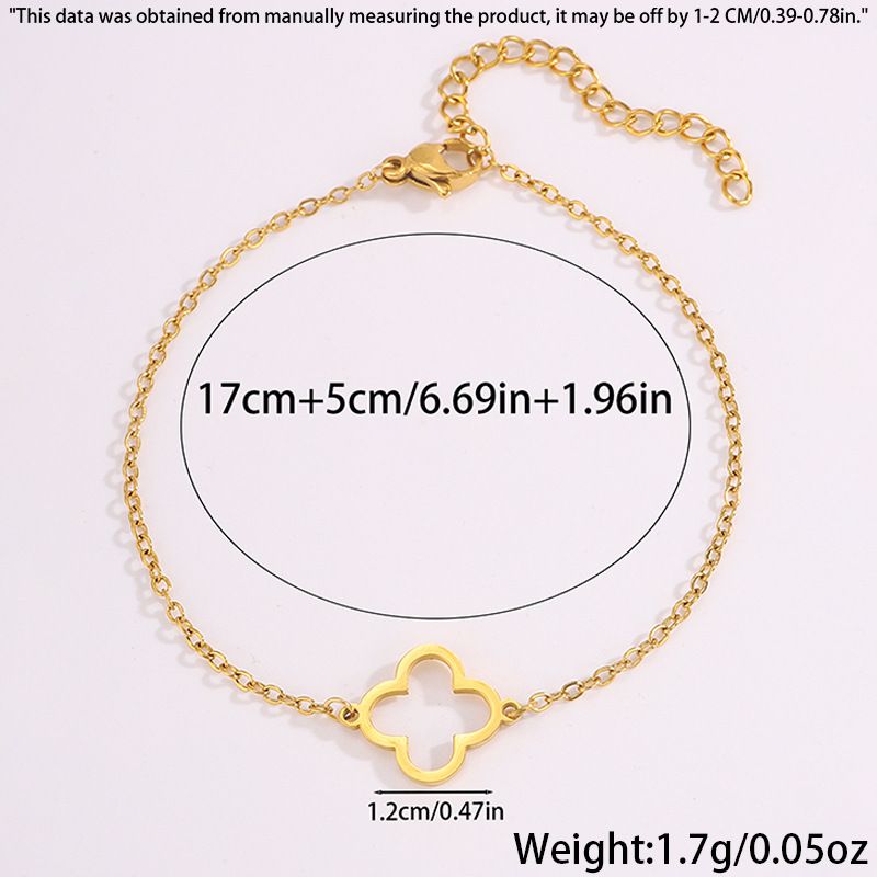 Diamond Bracelet Women Bracelets Gold Titanium Steel Bracelet Fashion Korean Style Simple Plain Titanium Steel Silver For Women Four-Leaf Clover Holl_voghion.com