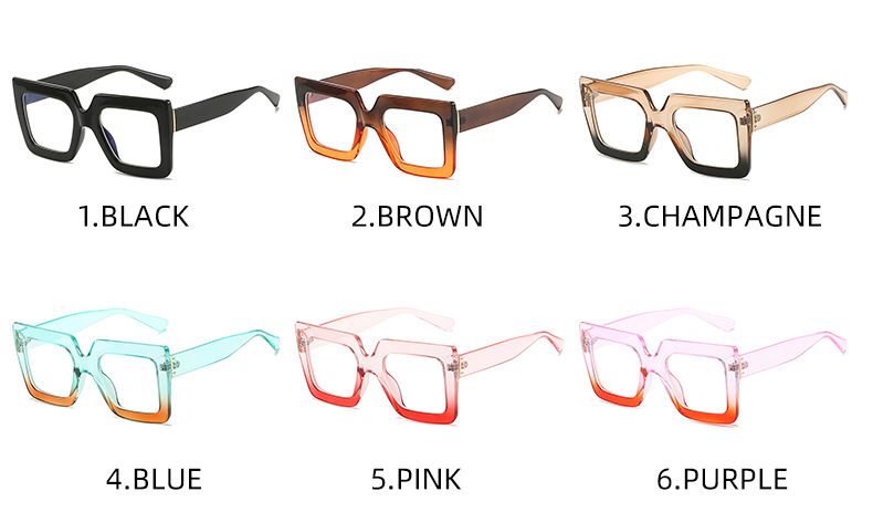New Large Anti Blue Light For Women, Fashionable Computer Goggles, Dual Color Transparent Square Glasses Frame_voghion.com