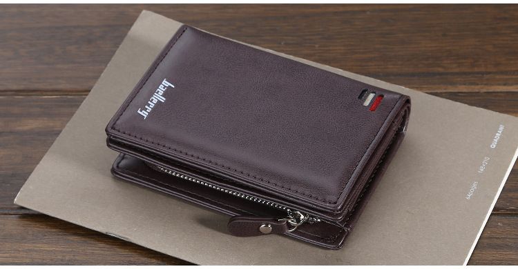 New zipper short wallet men's multi-card fashion vertical mini snap button coin purse men's card bag_voghion.com