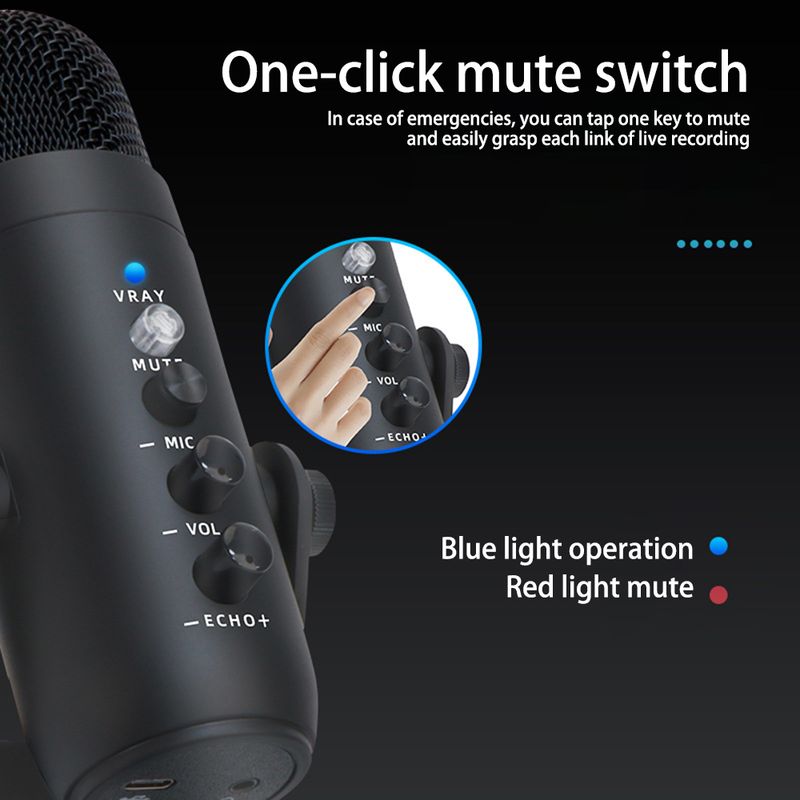 Profesionalni USB kondenzatorski mikrofon Studijski mikrofon za snimanje za PC Računalno igranje Streaming Podcasting Prijenosno računalo_voghion.com