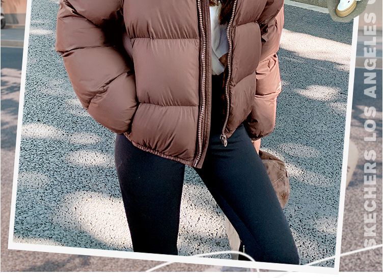 Chaqueta acolchada corta de invierno para mujer: abrigo acolchado, holgado y grueso con cuello alto, prenda informal y elegante para el frío._voghion.com