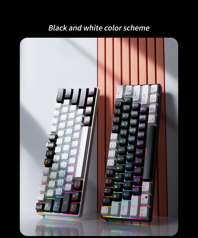Teclado mecânico Mucai 61 teclas RGB Cool Lihtin Hot Plu Red Switch prático e portátil, adequado para escritório_voghion.com