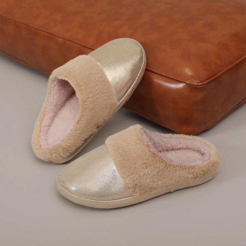 Erkekler ve Kadınlar İçin Peluş Suni Kürk Terlikler - Yumuşak Tabanlı, Sıcak ve Rahat, Yumuşak Tabanlı, Rahat, Kaymaz Kışlık Ev Ayakkabıları_voghion.com