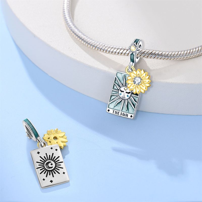 Gioielli da donna, ciondolo a forma di stella dei tarocchi, luna e clessidra, perline fai da te, accessori per gioielli, bracciale in argento placcato in rame_voghion.com