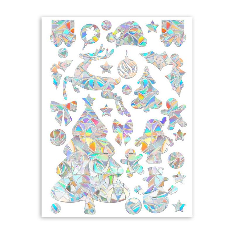 Grenzüberschreitende, farbenfrohe PVC-Fenster- und Türdekorationen mit Schneeflocken- und Rentiermotiven – individuelle Glasaufkleber_voghion.com