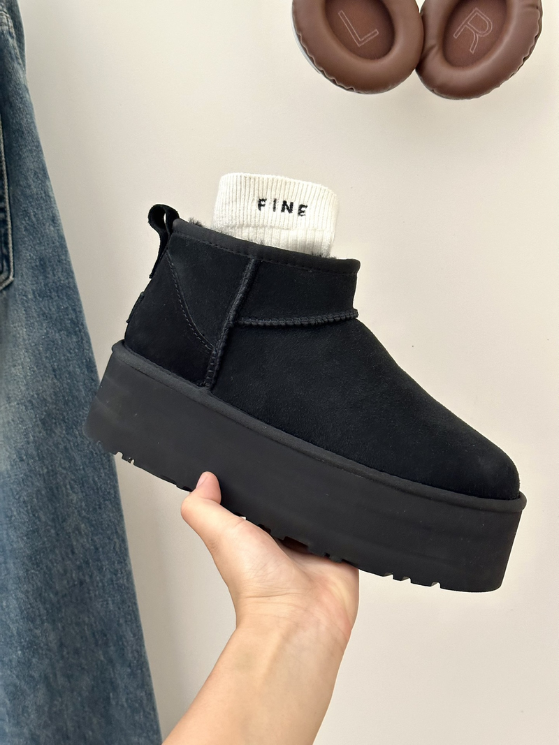 2023 Autumn/Winter Mini Thick Bottom 5cm Fashion Style Henan Sangpo Snow Boots Women's Leather And Fur One Piece_voghion.com
