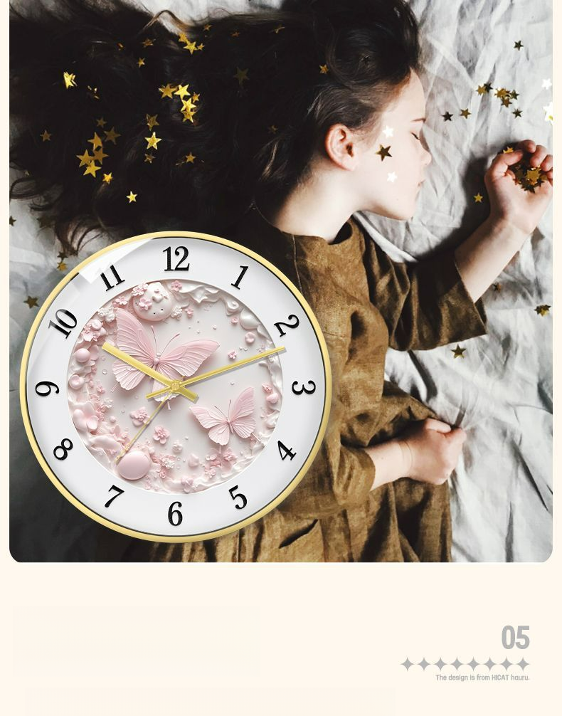 Nordic Butterfly Cream Style Light Luxury Silent Living Room Bedroom Hanging Home Wall Creative Quartz Clock_voghion.com