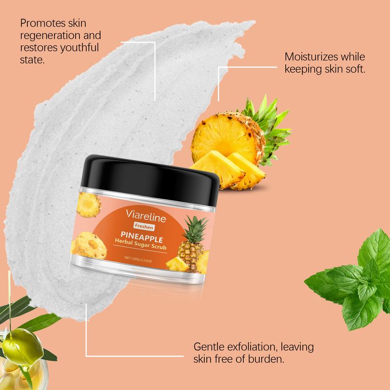 Viareline Pineapple Body Scrub Gently Cleanses Body Skin With A Soft Moisturizing Daily Treatment_voghion.com