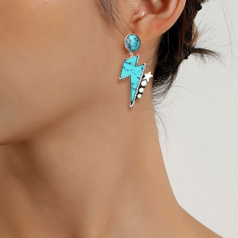 1 Pair Stud Ethnic Style Exaggerated Ear Ornament Bright Luster Women Five-pointed Star Earrings Clothing Accessories_voghion.com
