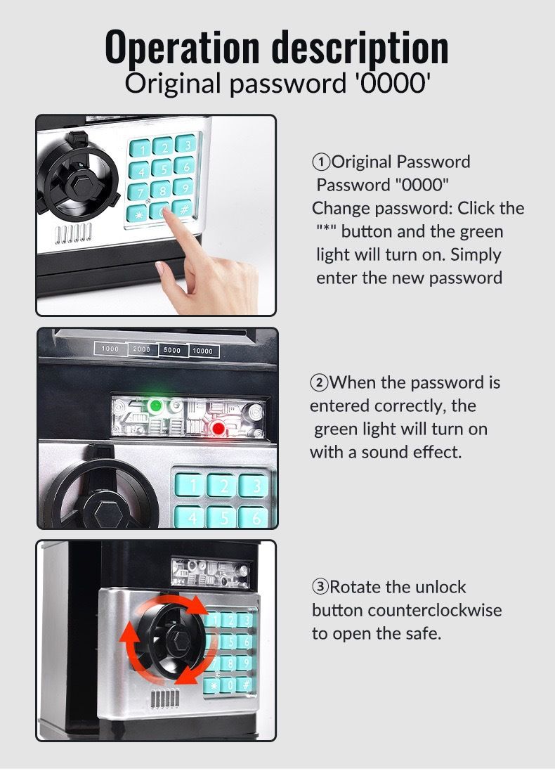 Salvadanaio per bambini con musica e scatola salvadanaio con rotazione automatica, giocattolo sicuro con serratura a password per ragazzi e ragazze_voghion.com