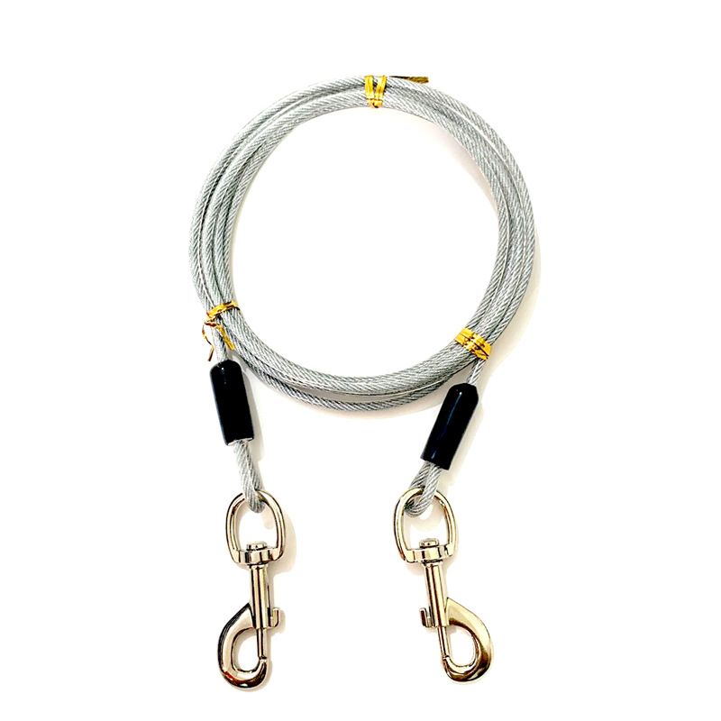 Double-Headed Two-in-One Extended Iron Steel Wire Pet Supplies Training Leash Dog Chain Traction Rope_voghion.com