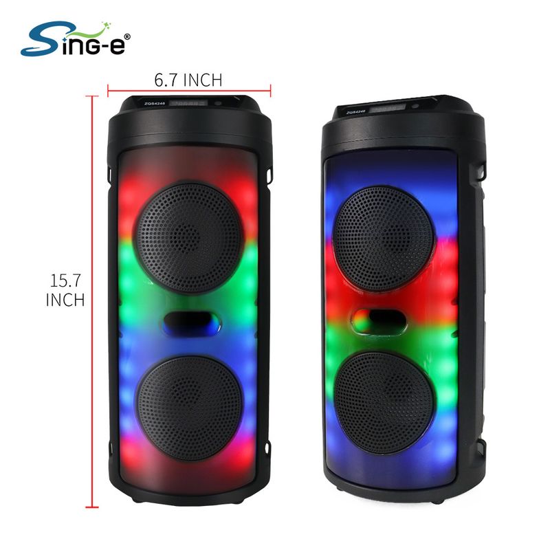 ZQS4248 Dvostruki 4-inčni punjivi stereo vanjski Bluetooth zvučnik s efektom plamena i magičnim svjetlom_voghion.com