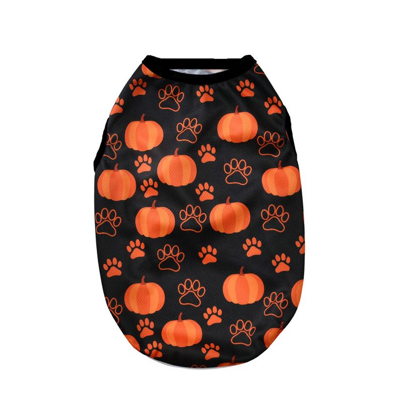 New Summer Sun Protection Vest Halloween Pumpkin Print Small And Medium Dog Cat Pet Clothes_voghion.com