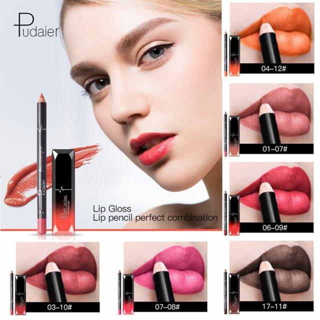 2023Matte Lipstick+Veet Lips Liner Lip Gloss Set Waterproof_voghion.com