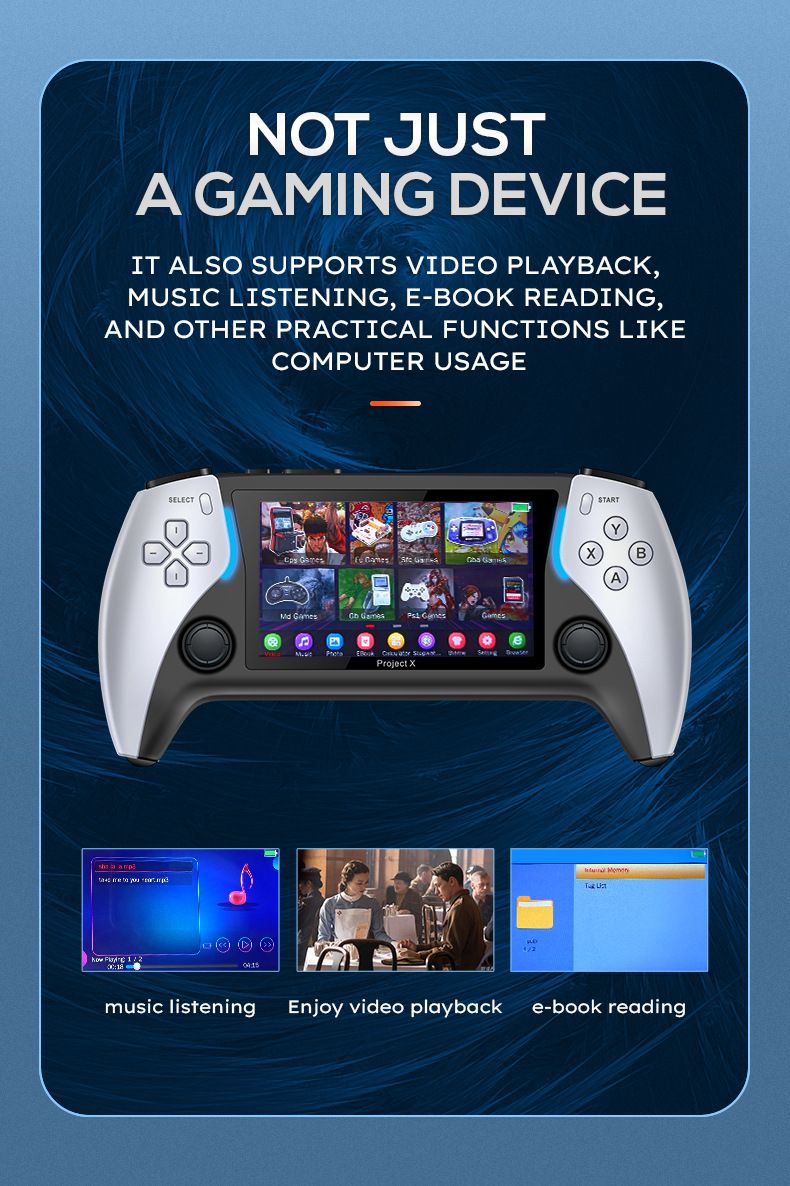 PROJECT X Dual Joystick Handheld Gaming Console with HD Output and Dual-Player Battle Support._voghion.com