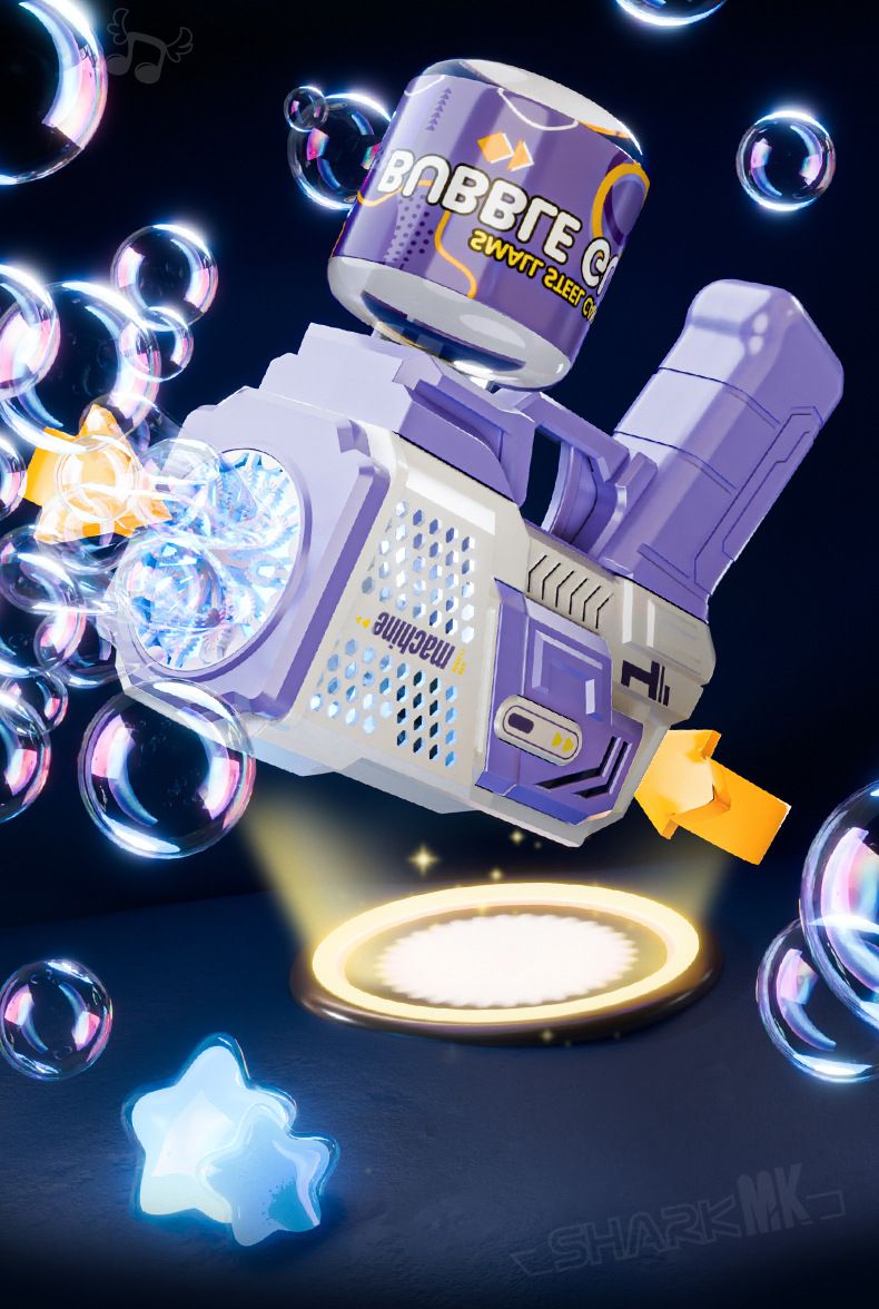 Automatisk bubbelpistol med LED-lampor - Cool elektrisk bubbelpistol för barn utomhuslek (perfekt present till pojkar och flickor)_voghion.com