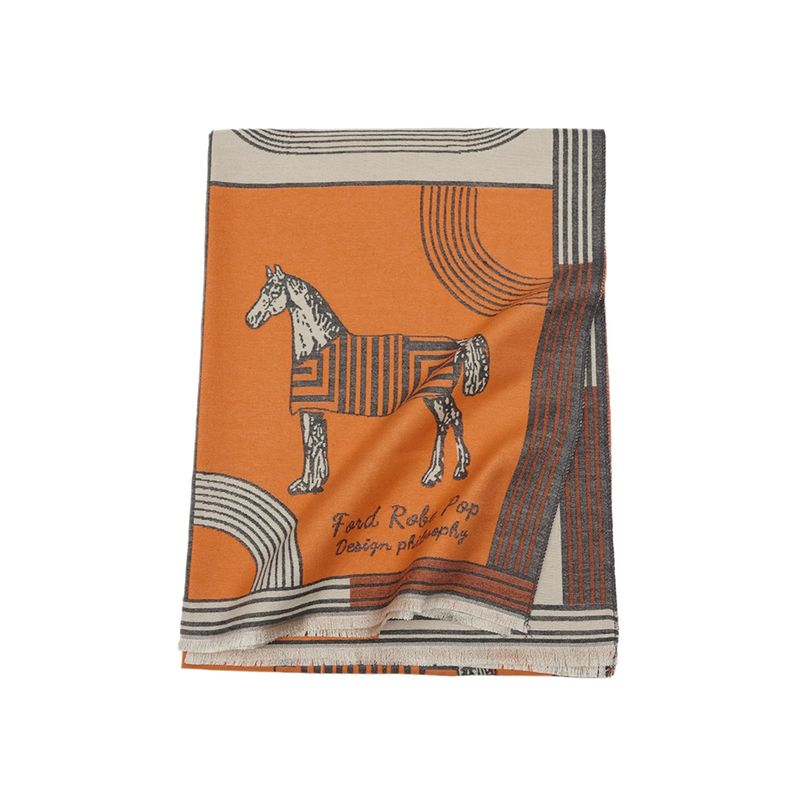 Nicchia francese 2024 cavallo da guerra plaid cashmere donna inverno nuova tendenza sciarpa calda scialle a doppio uso a doppia faccia_voghion.com