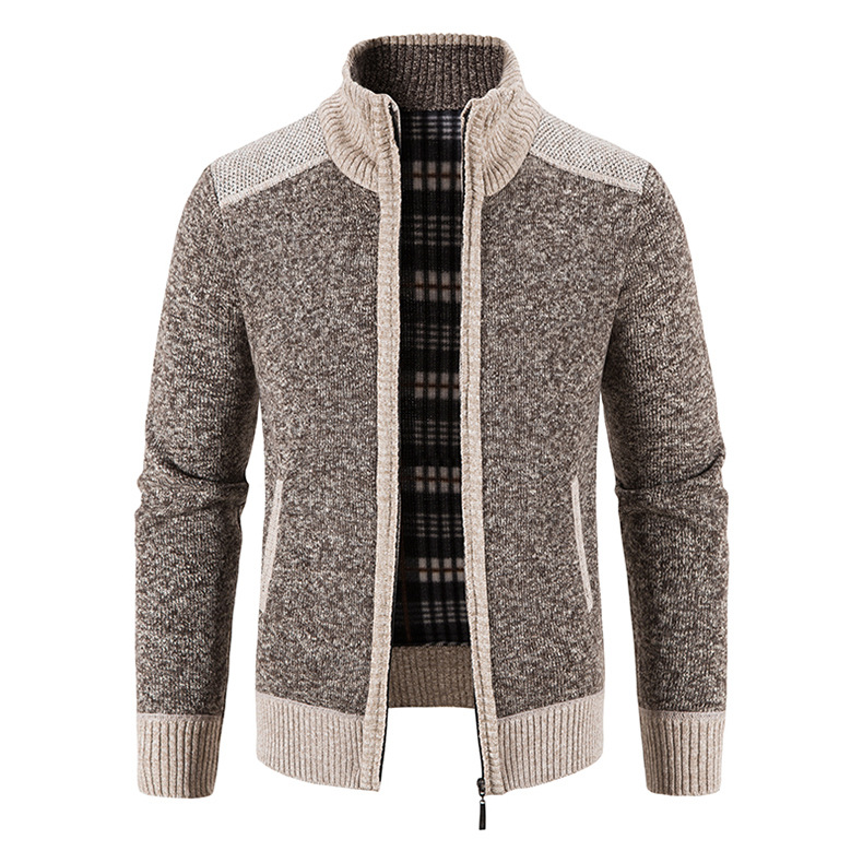 Automne et hiver Plus polaire épaissie grande taille pull manteau col montant Cardigan hommes_voghion.com