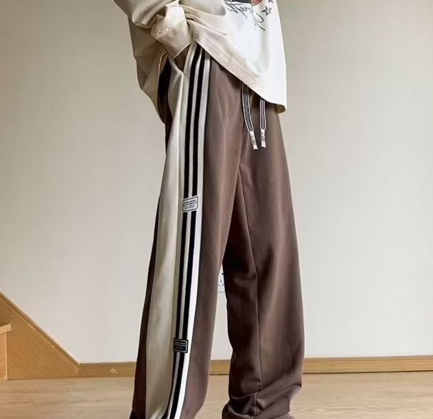 Meeste rõivad kevad- ja sügisriided sirged vabaajapüksid meeste moebrändi lahtised mitmekülgsed triibulised spordipüksid meestele_voghion.com