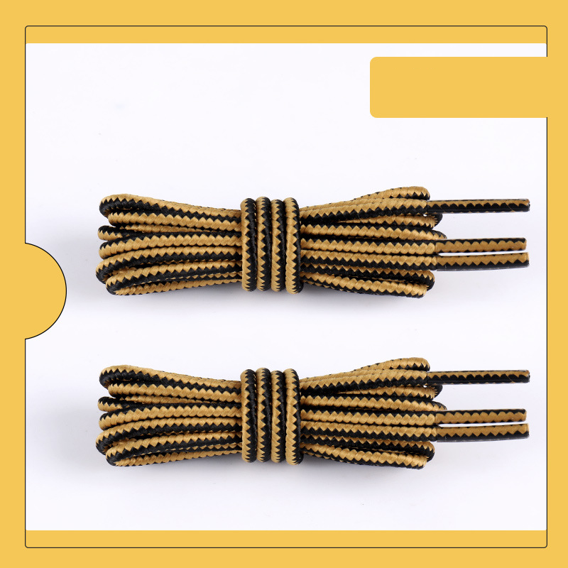 Accessori per scarpe Stivali gialli intrecciati bicolore da 3 mm Stivali Martin resistenti ai calci Lacci rotondi gialli e marroni in corda, un paio_voghion.com