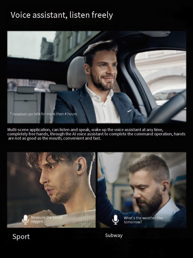 Smartbriller N22 Smartklokke Bluetooth-headset 2-i-1 1,96 tommers berøringsskjerm Sportsarmbånd Pulsmåler_voghion.com