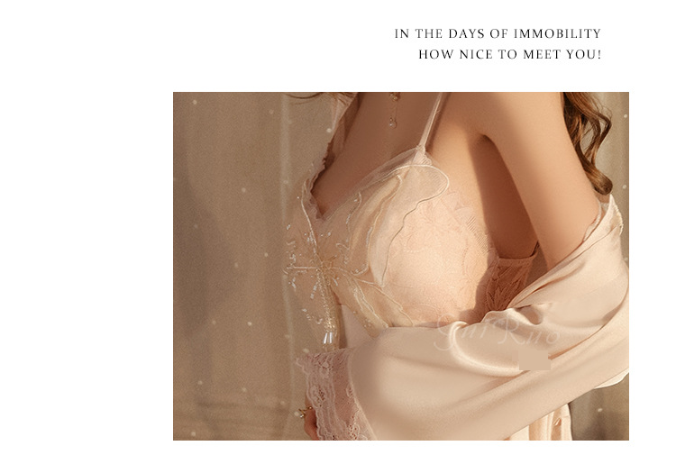 Dametøj Guiruo Sexet Lavt Udskåret Samlet Brystpude Mesh Gennemsigtig Rygløs Stor Størrelse Natkjole Yderkåbe Hjemmetøj Suit_voghion.com