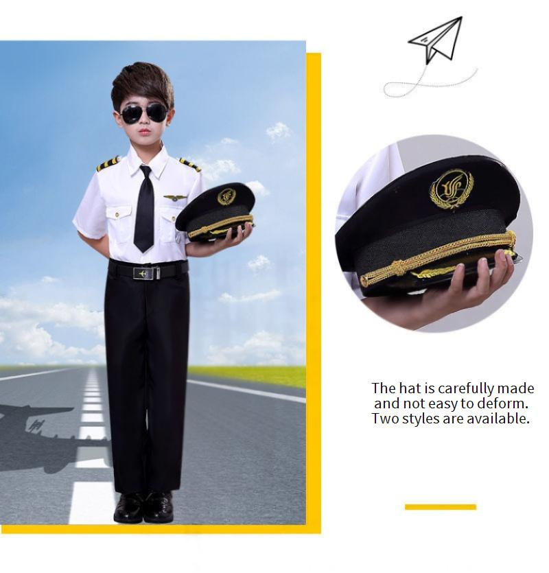 Mother & Kids Children's Captain Stewardess Uniform Primary School Student Vest Flight Attendant Pilot_voghion.com