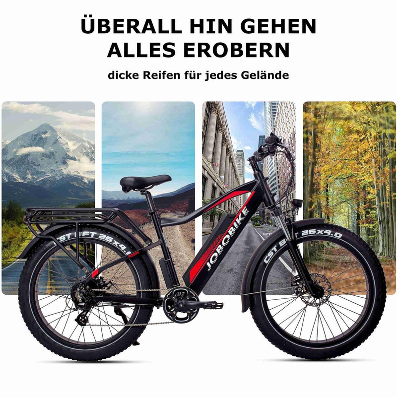 JOBOBIKE Robin 26'' Elektrofahrrad für Erwachsene 250W Bafang Motor 48V13AH_voghion.com
