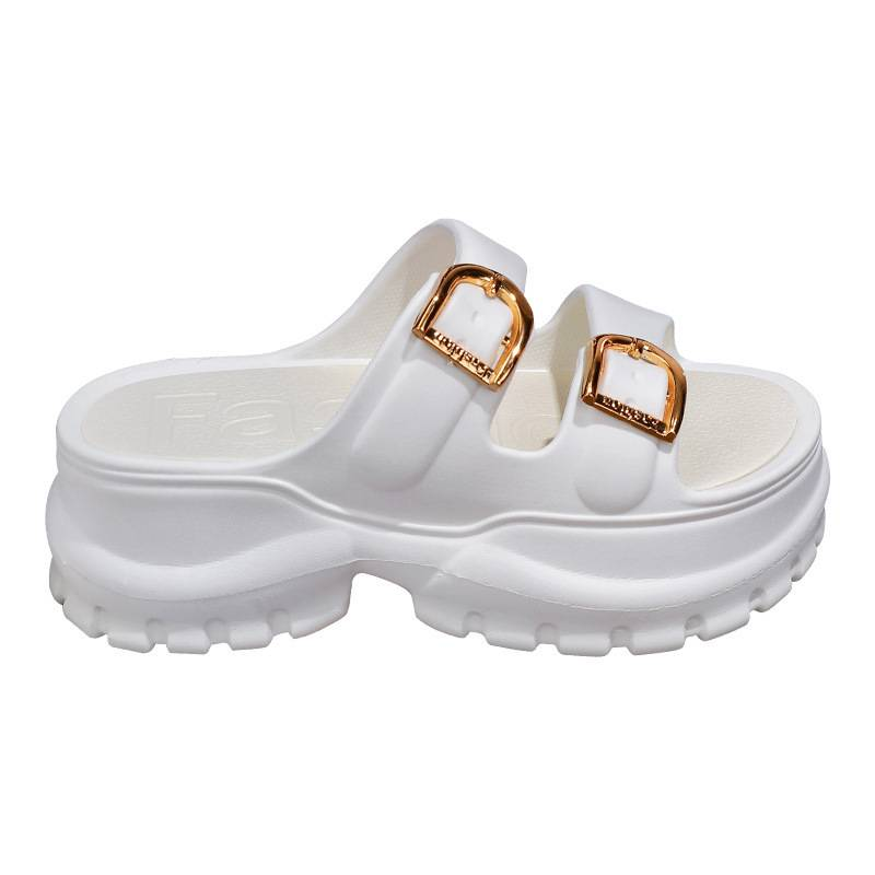Extra dicke Plateausandalen für Damen – Wolkenähnliche EVA-Slides mit Fußgewölbeunterstützung | Sommer-Strandschuhe (Weiß/Schwarz/Khaki) Größen 36-41_voghion.com