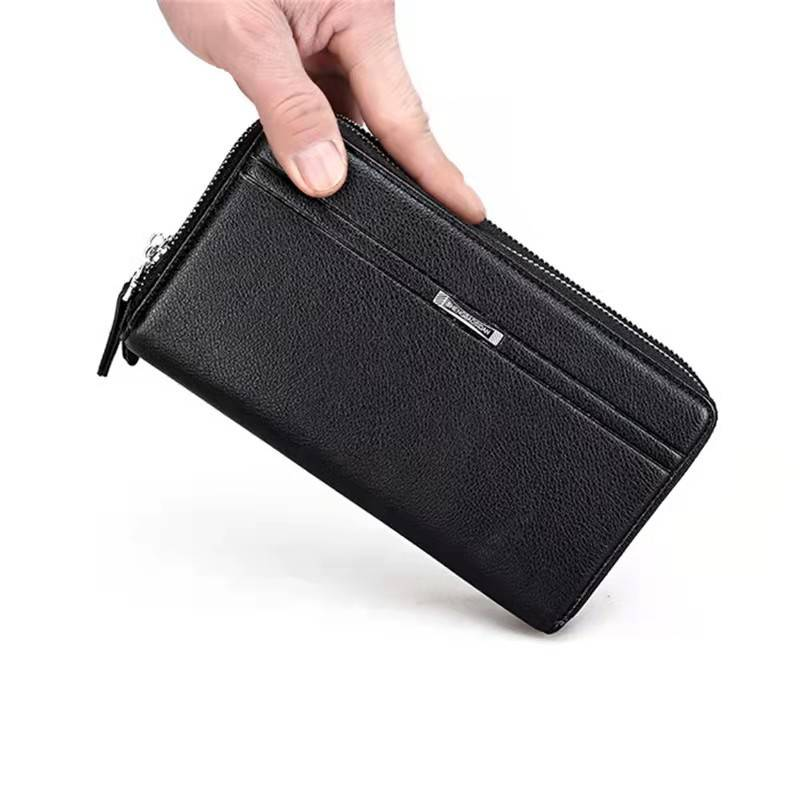 Herrentaschen, mehrere Kartenfächer, Herren-Clutch, Doppelreißverschluss, große Kapazität, Herren-Business-Clutch, Herren-Kartenhalter mit Clip_voghion.com