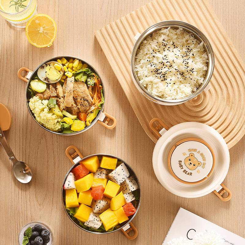 Portable, Leak-proof, Stackable Stainless Insulated Lunch Box, Three-layer Insulated Bento Box, Food Container With Insulated Bag And Folding Spoon_voghion.com