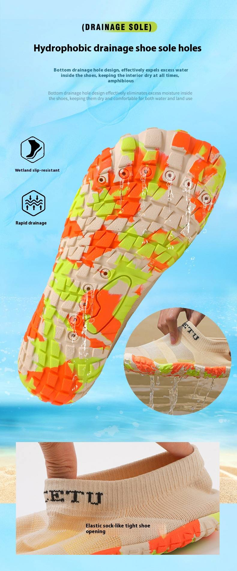Scarpe da acqua per nuoto, escursionismo, spiaggia, leggere, ad asciugatura rapida, antiscivolo, calzini da acqua a piedi nudi con fori di drenaggio, piscina, surf, yoga, avventure all'aria aperta_voghion.com