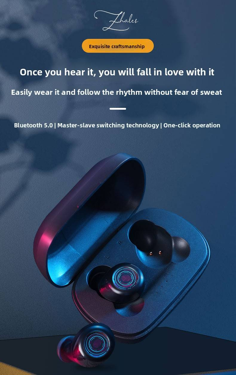 One True Wirelsess Earphone With Light Weight Comfortable Patch, Three-dimensional Sound Touch Operation For Sport_voghion.com