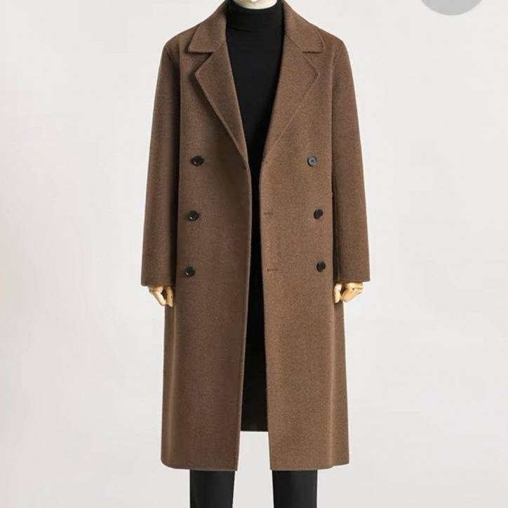 Hochwertiger langer Wollmantel für Herren – Knielanger zweireihiger Business-Trenchcoat (Slim Fit, Ganzjahrestauglich, M-4XL)_voghion.com