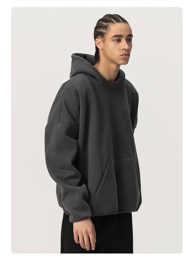 NOKO-Men's | Updated Kanye-style, Short, Wide, INS-inspired Hooded Sweatshirt, Fall/winter Men's Style._voghion.com