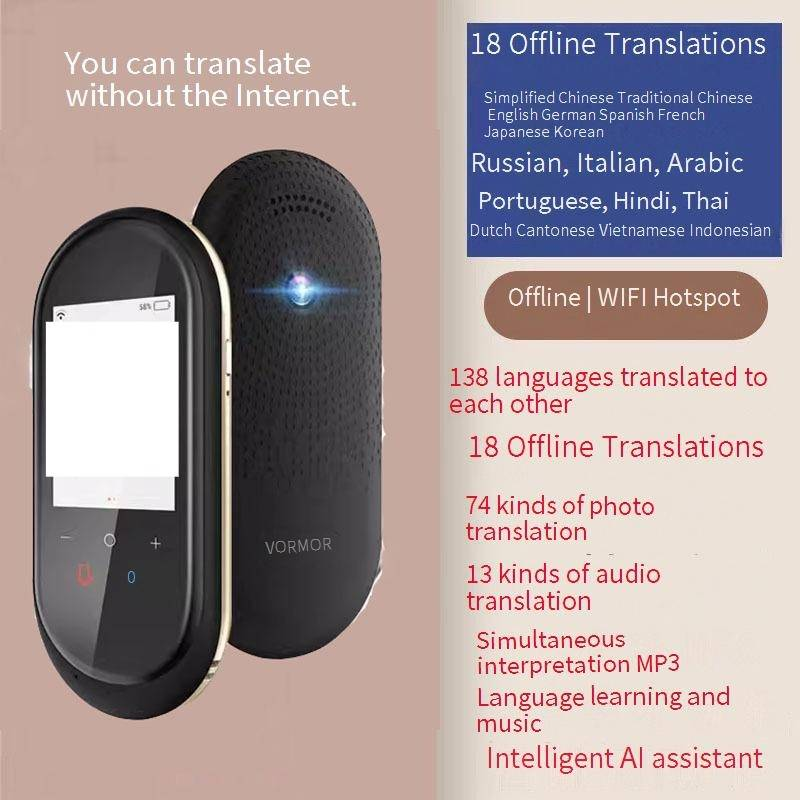 Portable Multilingual Translator Device - Offline Translation For 8+ Languages, Smart Language Learning, Travel Companion_voghion.com