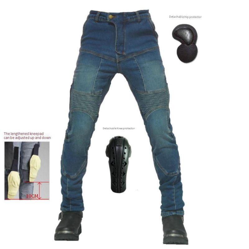Jeans da motociclista rinforzati in Kevlar da uomo e da donna: protezioni termiche invernali, impermeabili e regolabili per le ginocchia, per la sicurezza in moto_voghion.com