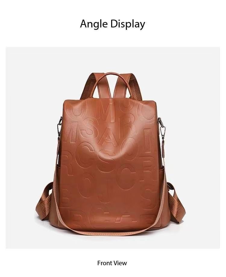 Zaino da uomo e da donna, zaino da scuola, zaino con tasche multiple, grande capacità, zaino da designer, classico, con stampa di lettere, in pelle di vacchetta, con cerniera_voghion.com