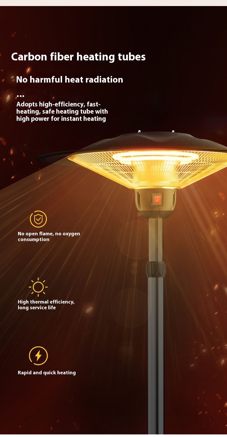 Riscaldatore da esterno in fibra di carbonio - Riscaldatore per ombrellone da esterno/interno a riscaldamento rapido da 3000 W con APP e telecomando, protezione da surriscaldamento e ribaltamento_voghion.com