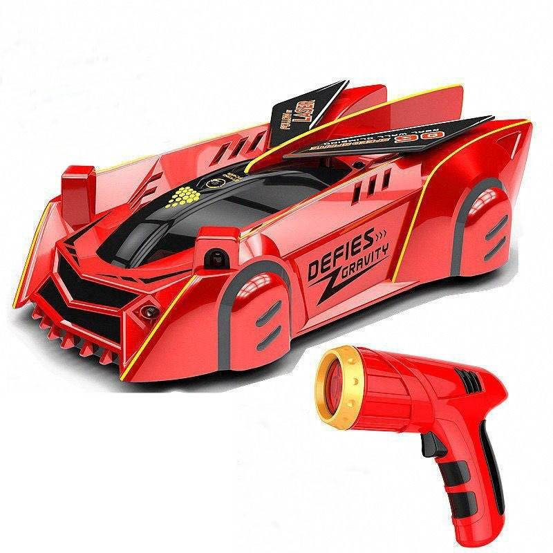 Infrared Light-Chasing Wall-Climbing RC Car With Watch Remote Control – Interactive Stunt Toy For Kids (Blue/Red, English Packaging)_voghion.com