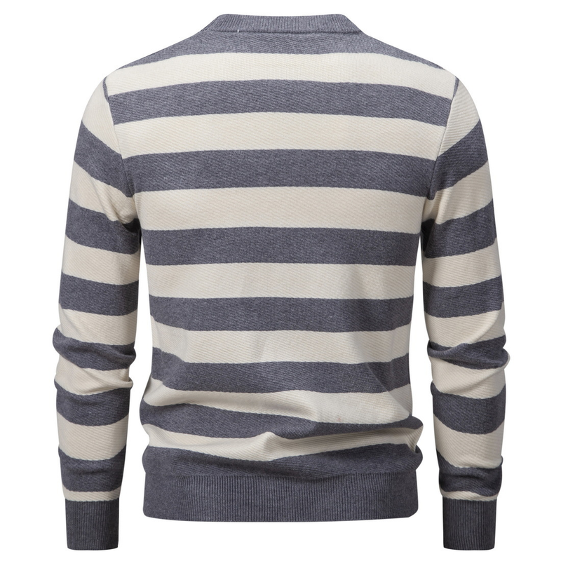 Maglione pullover caldo versatile a righe sottili da uomo, scollo rotondo, 2023, nuovo inverno_voghion.com