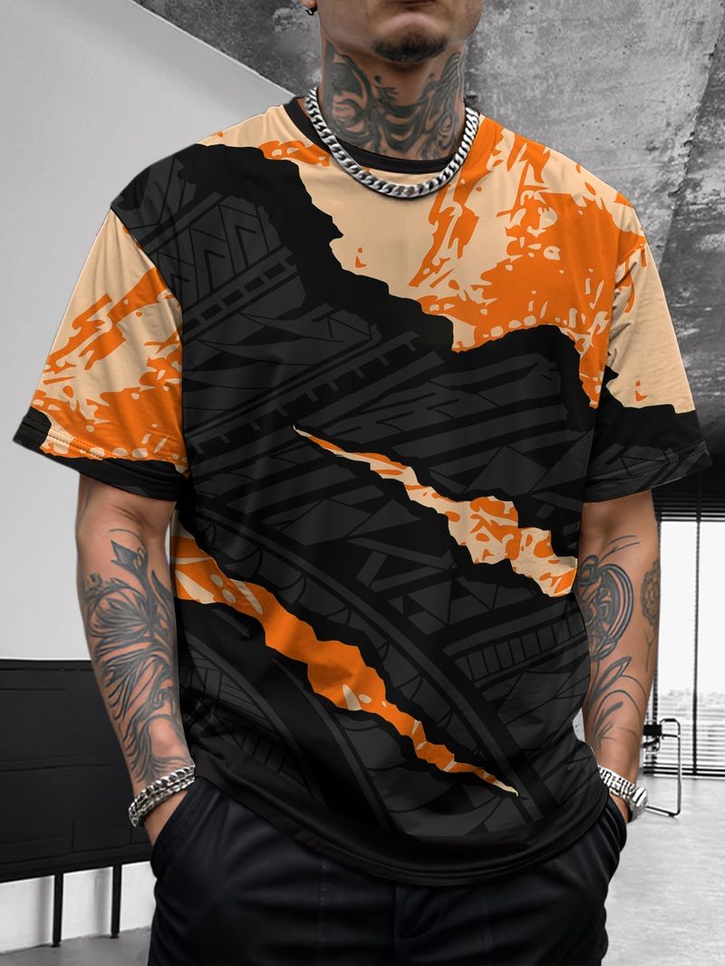 Sommer Neue Herren Kontrastfarbe Street Style Patchwork Modisch Lässig Atmungsaktiv Vielseitig Kurzarmhemd_voghion.com