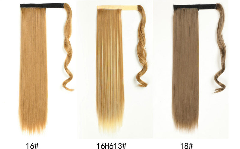Capelli sintetici Coda di cavallo di media lunghezza capelli lisci lunghi Parrucca sintetica con velcro Treccia di coda di cavallo_voghion.com