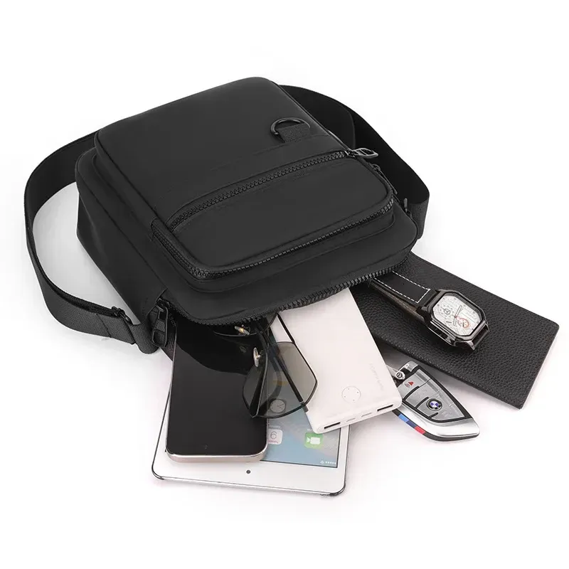 Borsa a tracolla messenger per uomo, casual, Oxford, piccola, con cerniera, semplice, mini borsa per telefono, spalla laterale da uomo 250614l_voghion.com