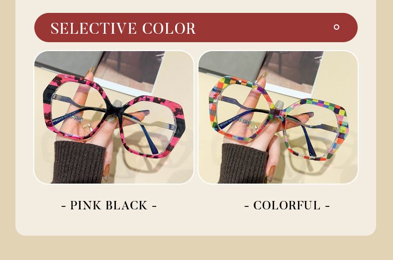 2024 neuer farblich passender multilateraler, dünner Brillenrahmen mit Gesichtsdarstellung, trendige Anti-Blau-Flachbrille_voghion.com